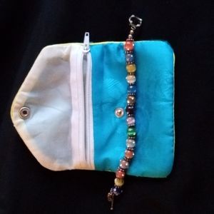 Bead bracelet no brand 6.5" minus clasp multicolored